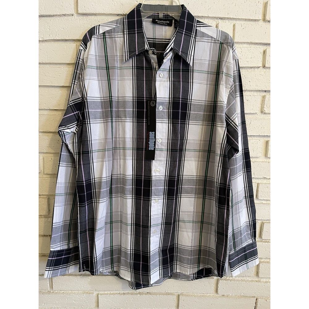 NEW SOUTHPOLE Mens  Multicolor Striped Long‎ Sleeve Dress Shirt Size Large NWT